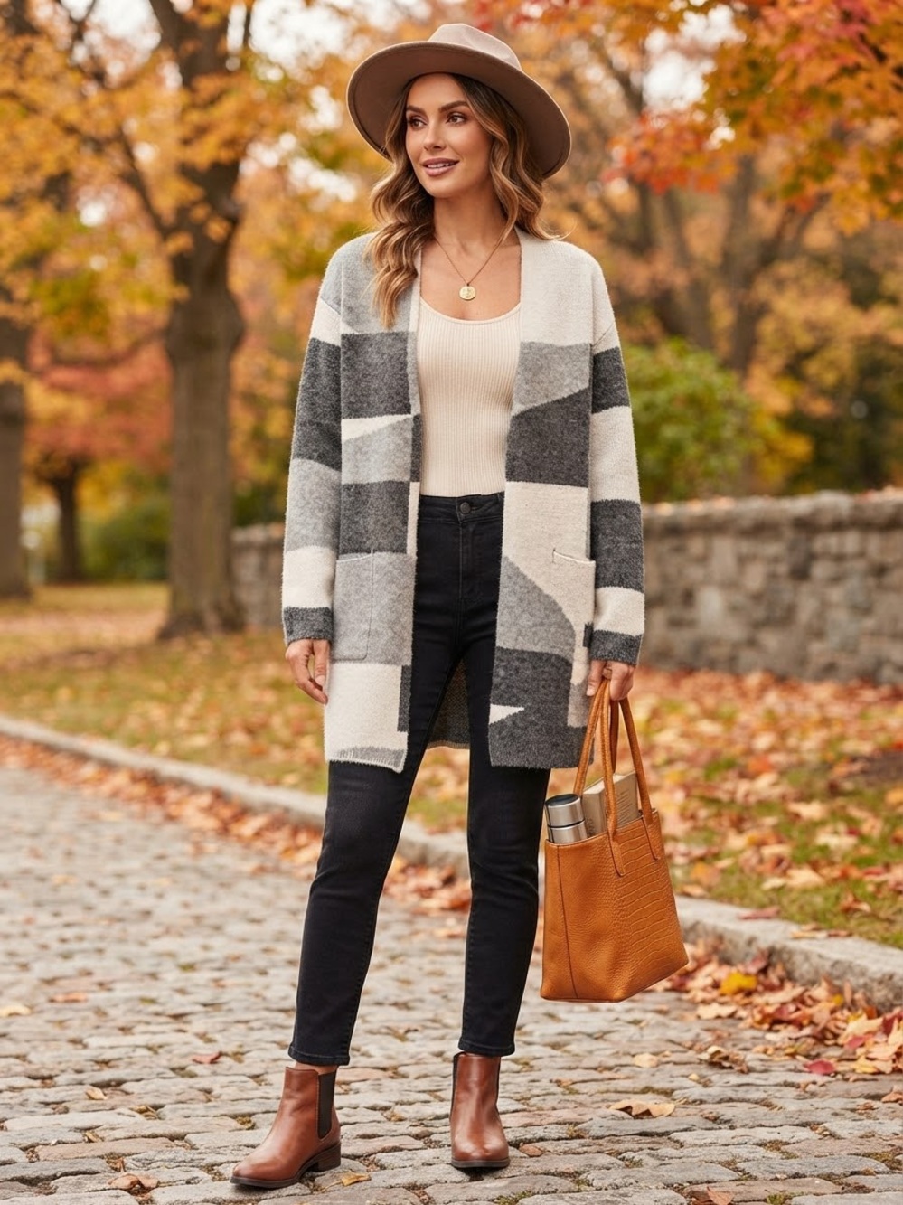Open-Front Plaid Knit Cardigan 🍂